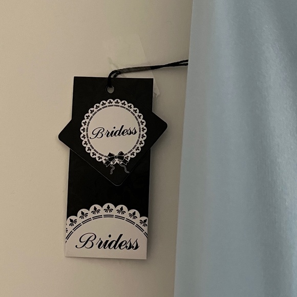 Long Formal Blue Dress (new with tags) Spaghetti Straps, Split-Front, Backless, - Picture 6 of 14